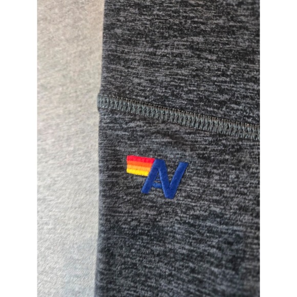 Aviator Nation Leggings Womens Large Heathered Gray Rainbow Spellout Logo Gym - Picture 4 of 11